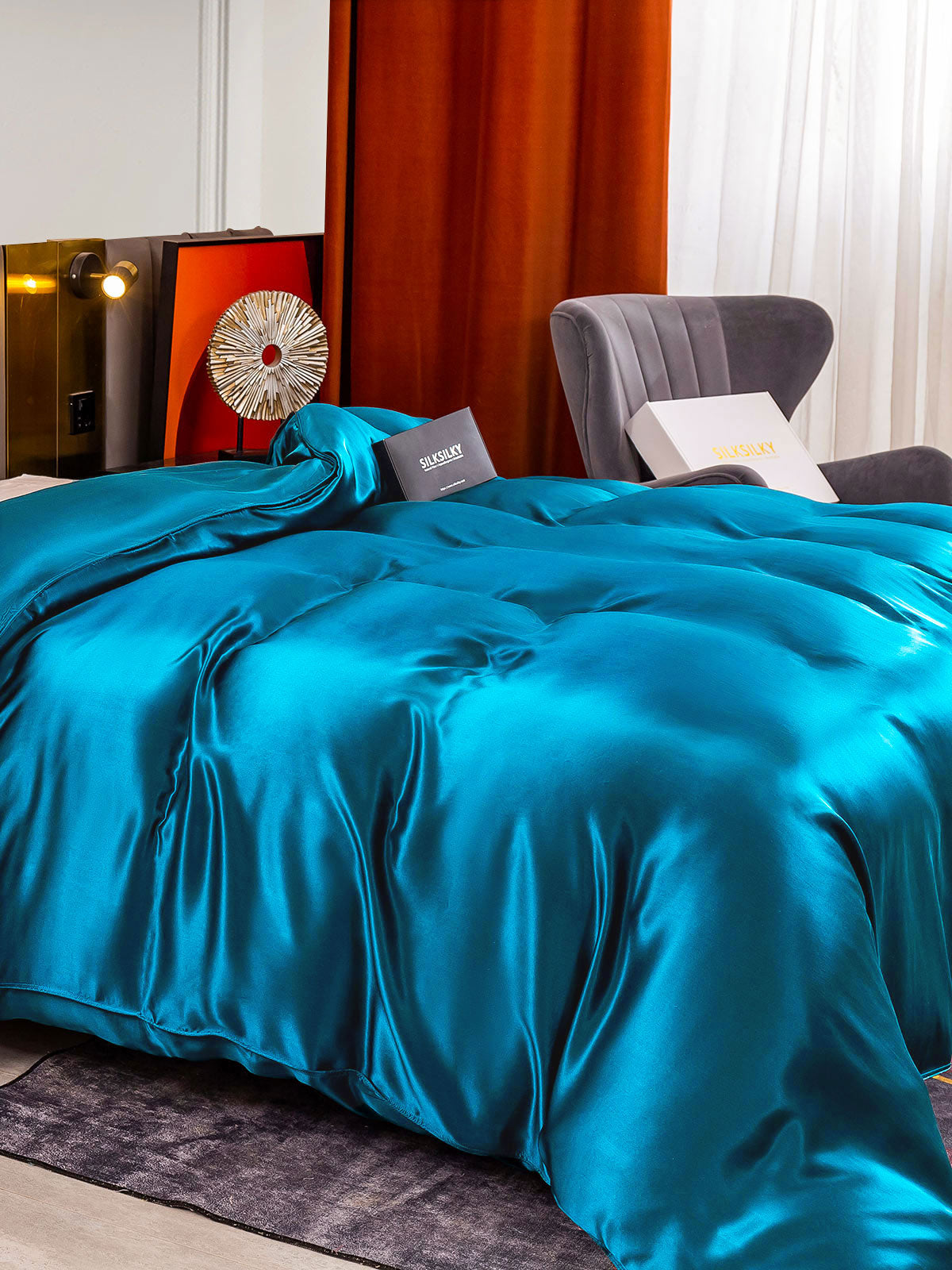 [Azul Real] SilkSilky-ES 25Momme Seda Pura Duvet Cover 001