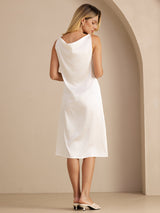 [Blanco] SilkSilky-ES Sleeveless Cowl Neck Vestido 002