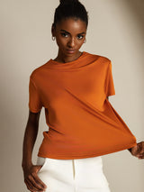 [Naranja] SilkSilky-ES Short Sleeve Camisetas de Mujer 001