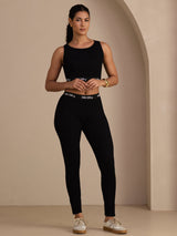 [Negro] SilkSilky-ES Sleeveless Crew Neck Women's Outfit Sets 007