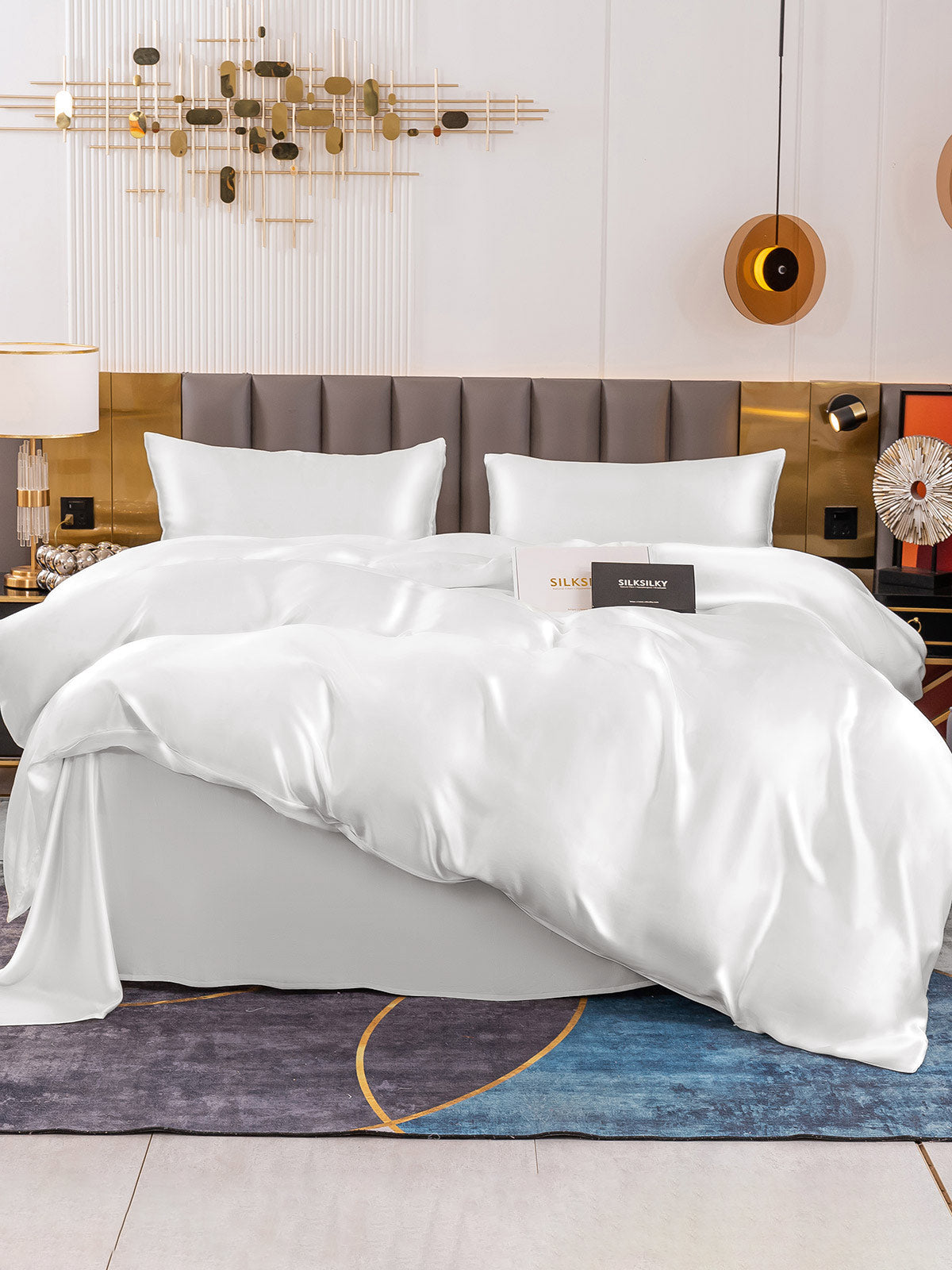 [Blanco] SilkSilky-ES 19Momme Juego de ropa de cama 002