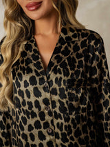 [Leopardo] SilkSilky-ES Manga larga Cuello de Muesca Camisas de dormir 005