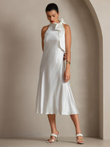 [Blanco] SilkSilky-ES Sleeveless Halter Vestido 001