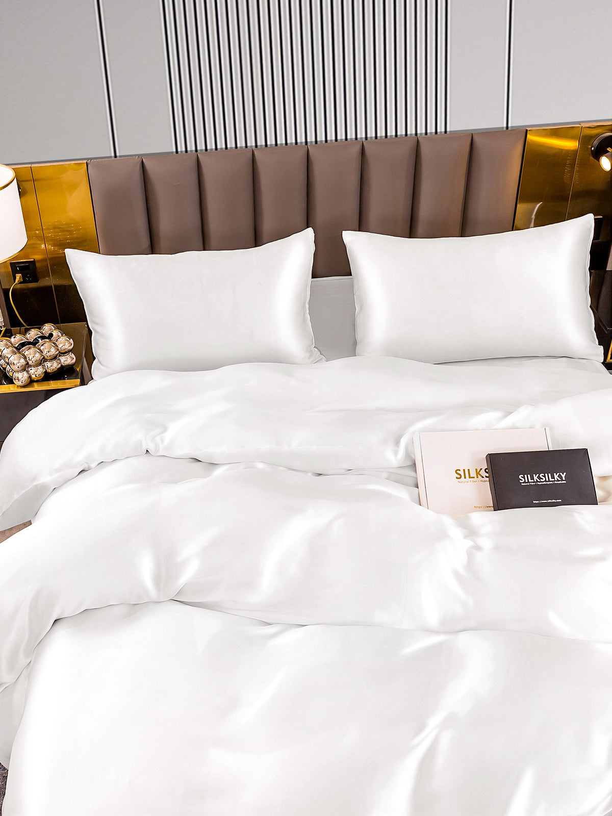 [Blanco] SilkSilky-ES 22Momme Seda Pura Bedding Set 005