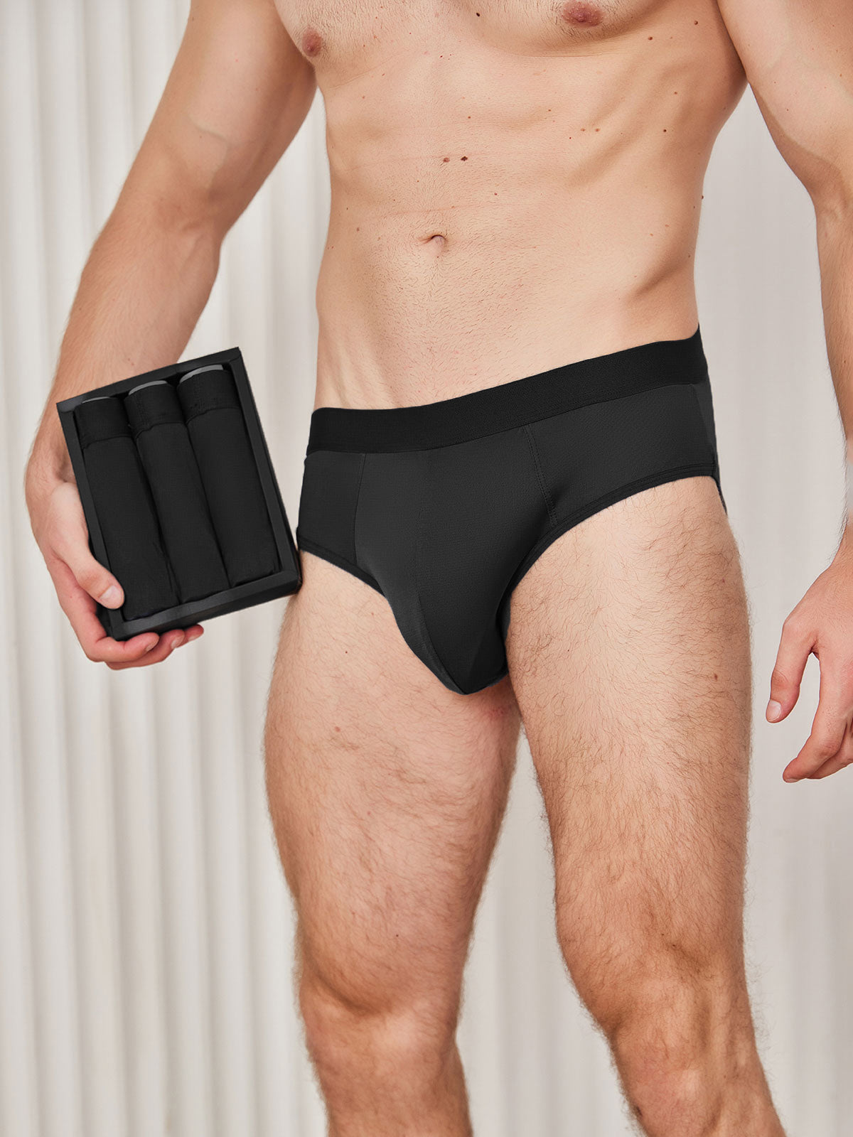 [Negro] SilkSilky-ES Seda Pura Mens Underwear 001