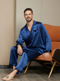 SilkSilky ES Seda Pura Manga larga Mens Pajamas AzulOscuro 003