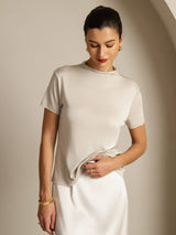 [Gris] SilkSilky-ES Short Sleeve Camisetas de Mujer 005