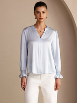 [Cielo Azul] SilkSilky-ES Long Sleeve Blusas 003