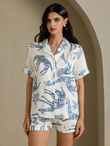[Jirafa Blanca] SilkSilky-ES Short Sleeve Notch Collar Pijamas de mujer 003