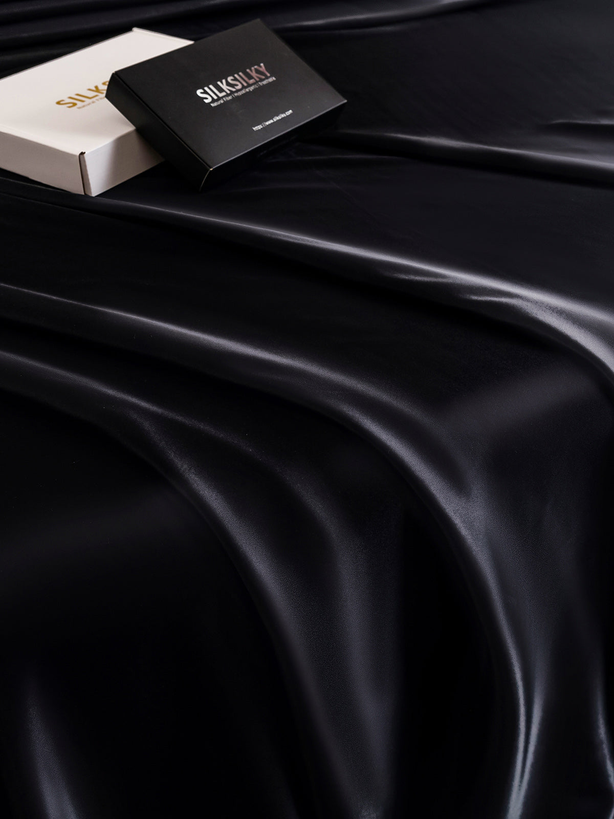 [Negro] SilkSilky-ES 25Momme Seda Pura Sheet 005