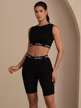 [Negro] SilkSilky-ES Sleeveless Crew Neck Women's Outfit Sets 004
