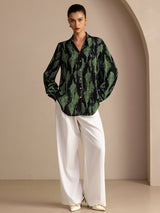 [Musgo Negro] SilkSilky-ES Long Sleeve Lapel Collar Blusa 004