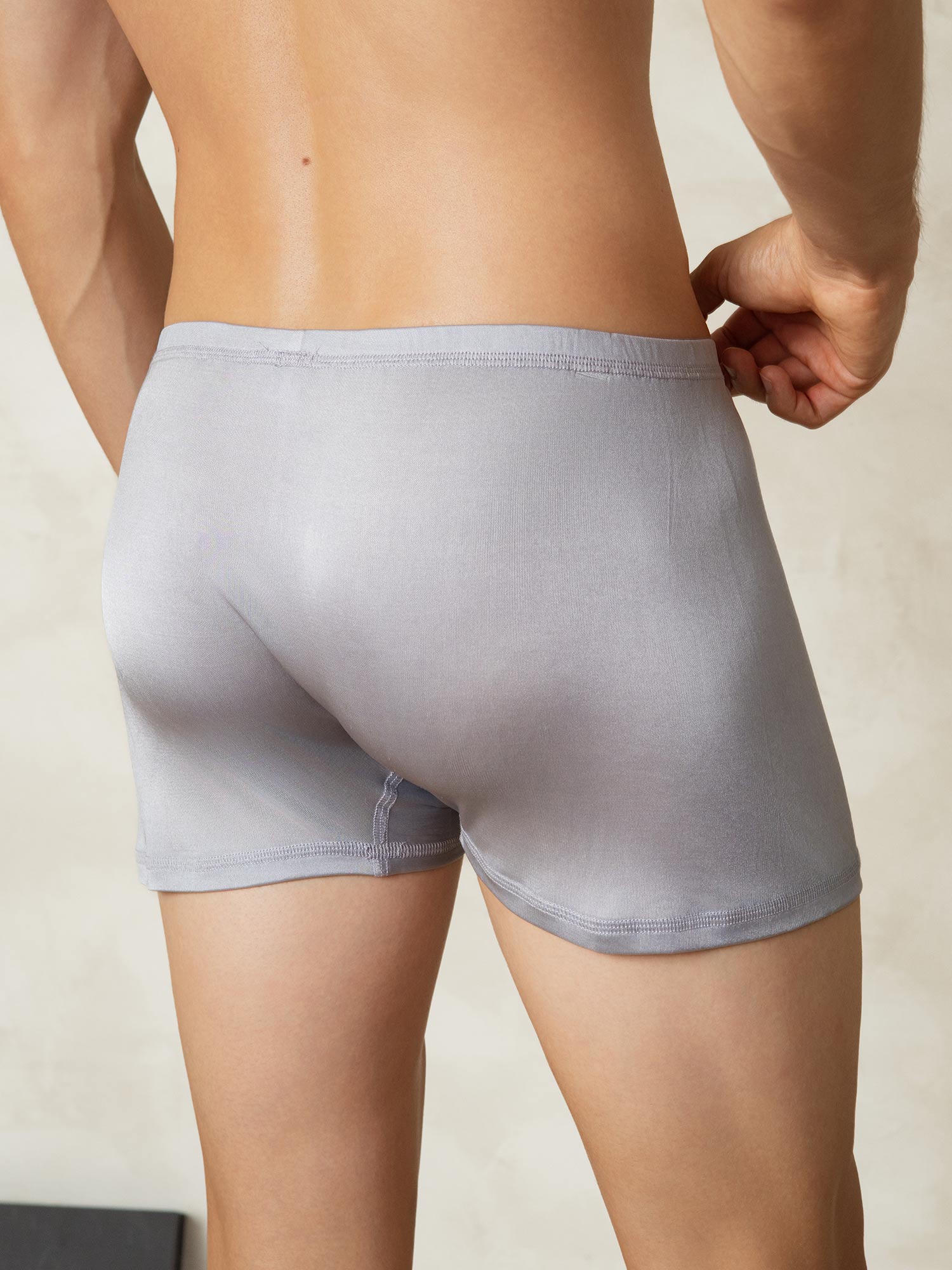 [Gris] SilkSilky-ES Tejido de seda Mens Underwear 002