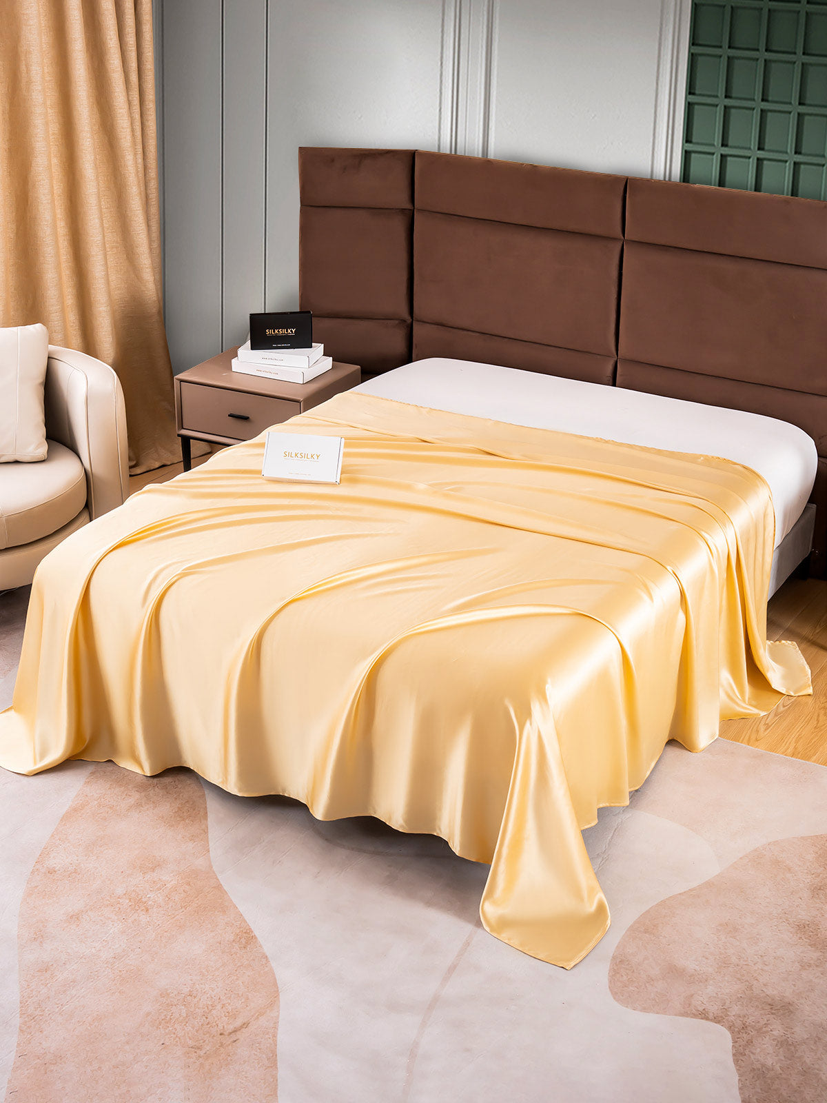 [Champán] SilkSilky-ES 25Momme Seda Pura Sheet 003