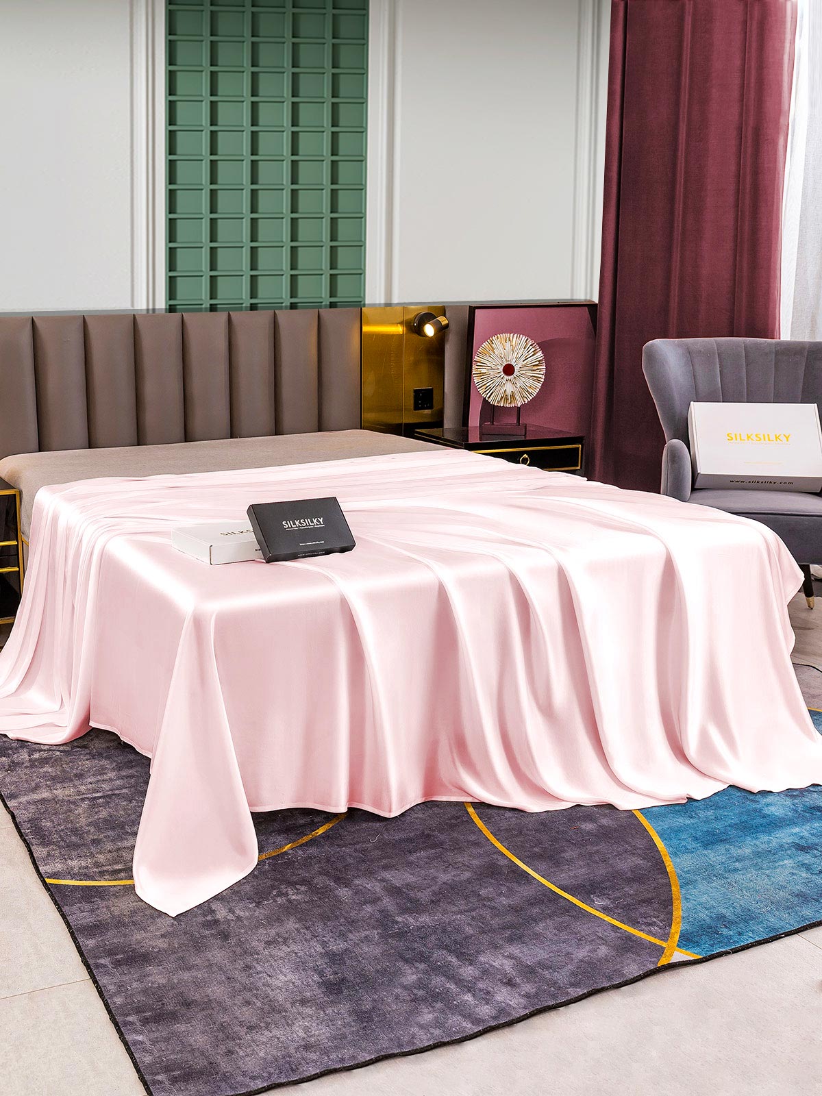 [Rosa] SilkSilky-ES 25Momme Seda Pura Sheet 002