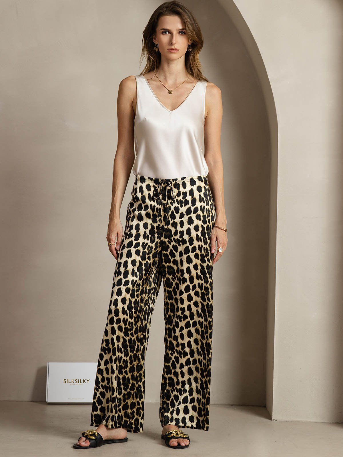 [Leopardo] SilkSilky-ES 19Momme Seda Womens Pants 006