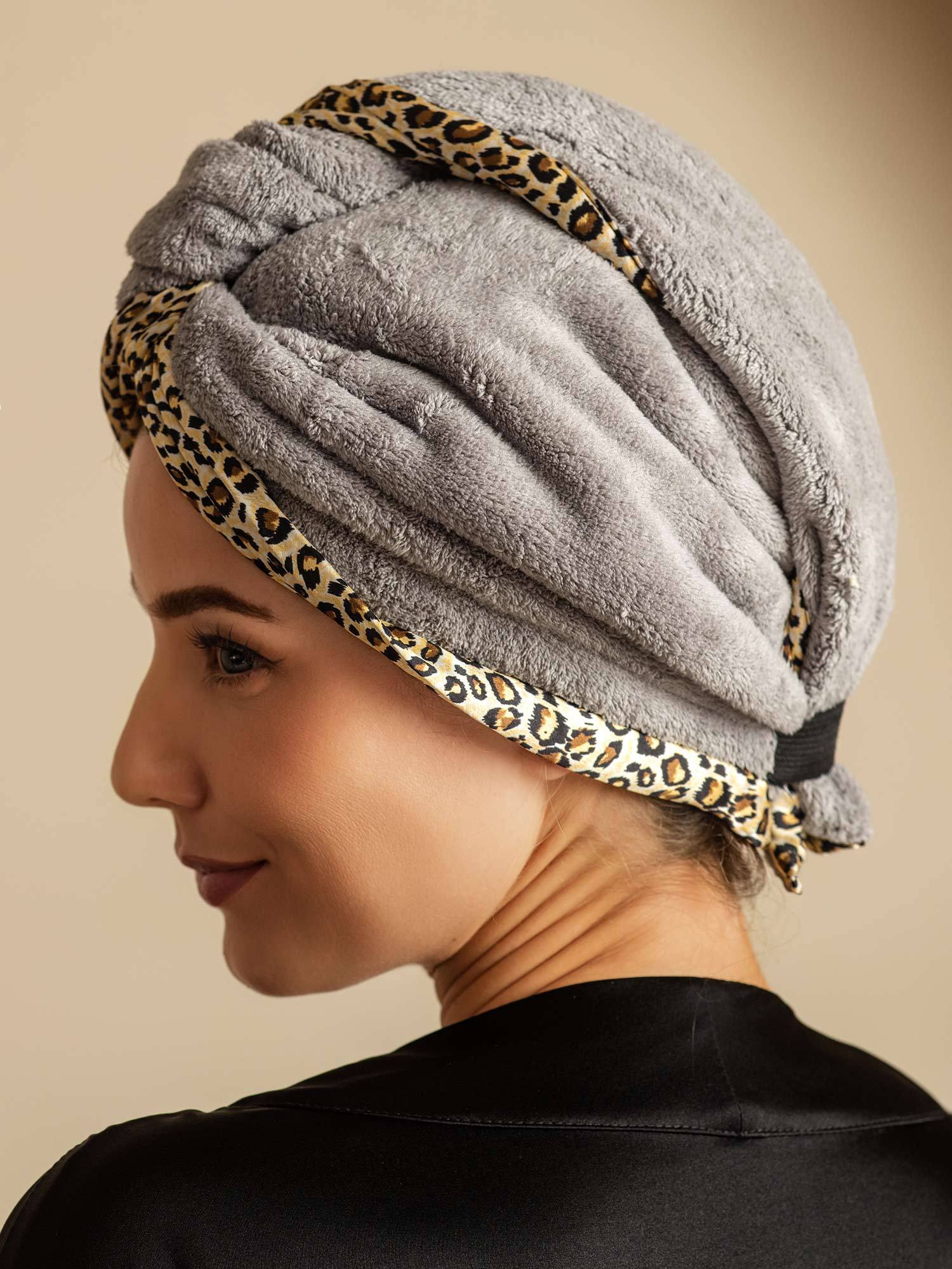 [Leopardo] SilkSilky-ES Seda Pura Hair Towel Wrap 008,