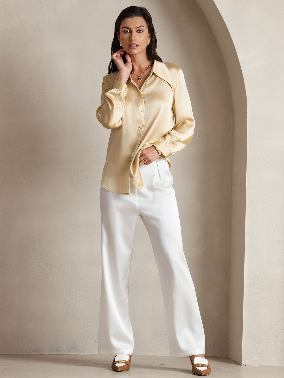 [Blanco] SilkSilky-ES 19Momme Seda Womens Pants 006