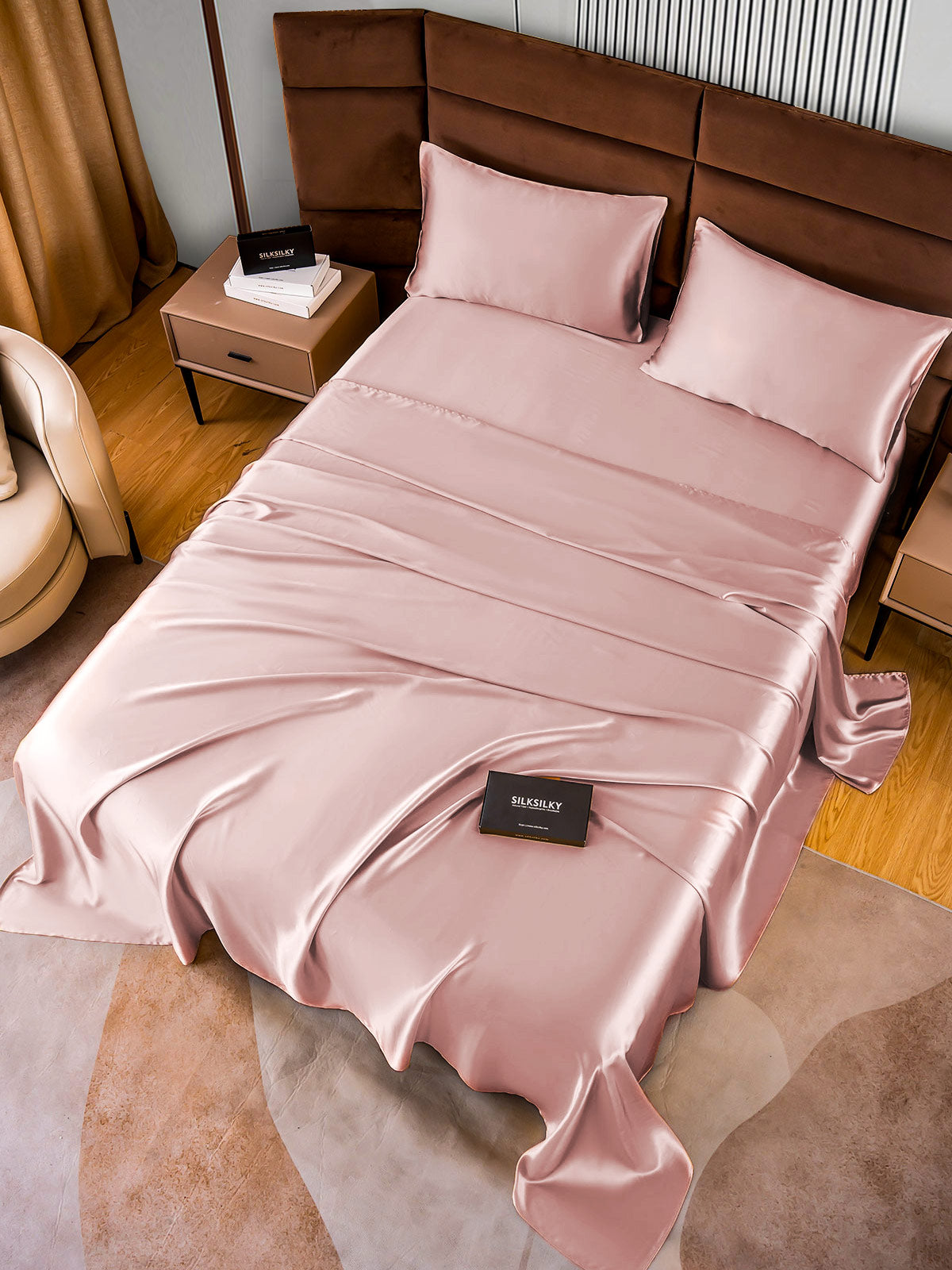 [Malva Pálido] SilkSilky-ES 22Momme Seda Pura Bedding Set 006