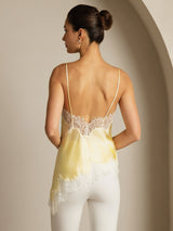 [Amarillo Claro] SilkSilky-ES Spaghetti Strap V Neck Top de tirantes 002