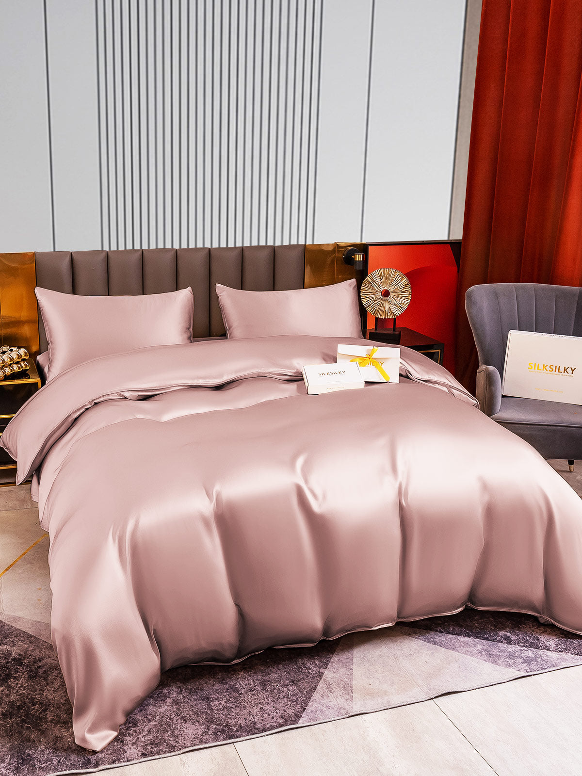 [Malva Pálido] SilkSilky-ES 22Momme Seda Pura Bedding Set 005