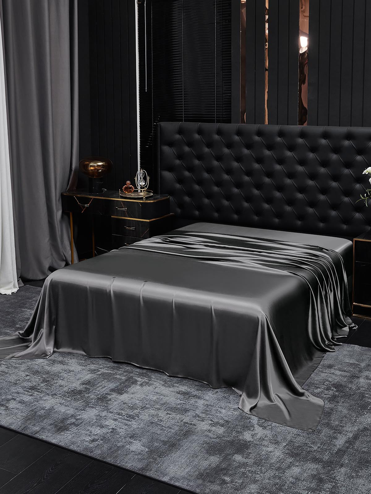 [Gris Oscuro] SilkSilky-ES 19Momme Seda Pura Sheet 001