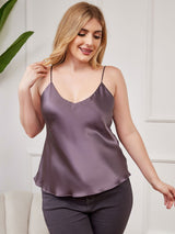 [Gris Púrpura] SilkSilky-ES Spalline Sottili Cuello en V Top de tirantes talla grande 003