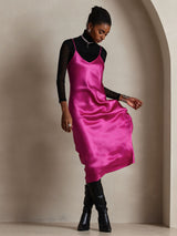 [Rosa Roja] SilkSilky-ES Spaghetti Strap V Neck Vestido 004