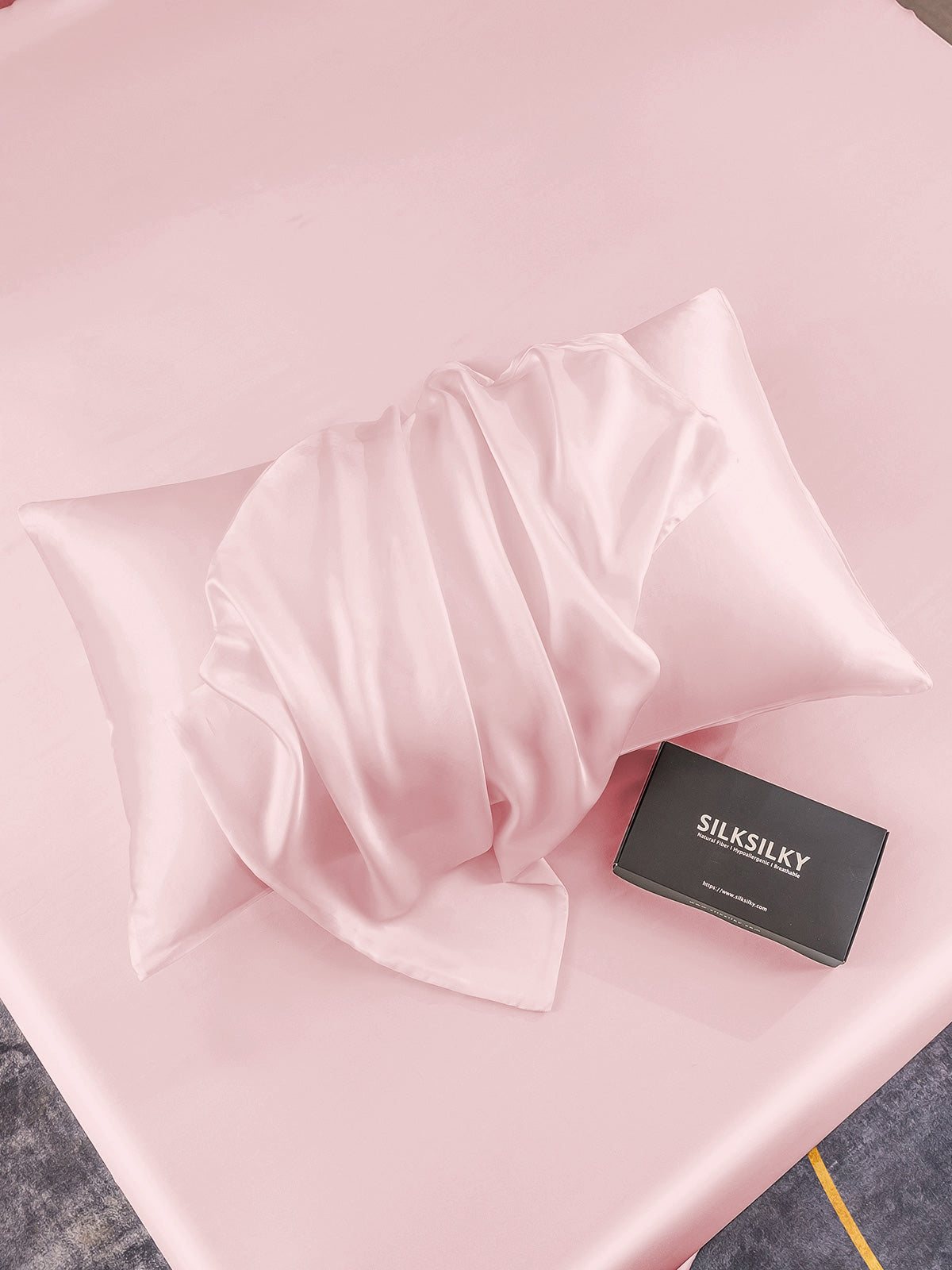 SilkSilky ES 30Momme Seda Pura Pillowcase Rosa 005