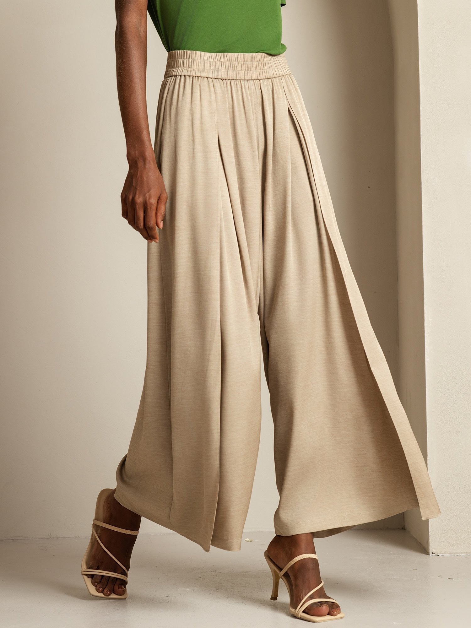 [Marrón Claro] SilkSilky-ES 19Momme Seda Womens Pants 001,