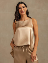 [Champán] SilkSilky-ES Sleeveless Scoop Neck Top de tirantes 003