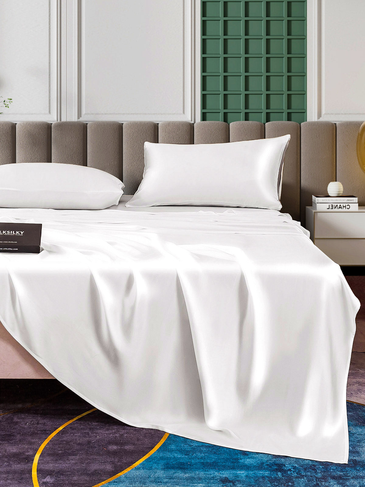 [Blanco] SilkSilky-ES 25Momme Seda Pura Bedding Set 006