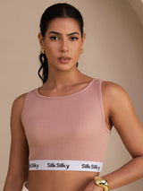 [Rosa] SilkSilky-ES Sleeveless Crew Neck Top de tirantes 003