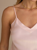 [Rosa Claro] SilkSilky-ES Spaghetti Strap V Neck Top de tirantes 005