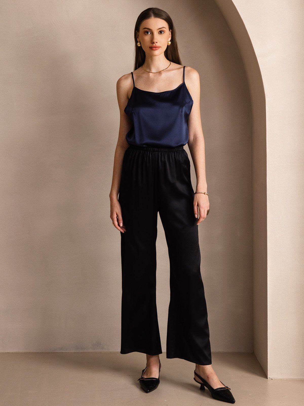 [Azul Oscuro] SilkSilky-ES 19Momme Seda Camisoles 005