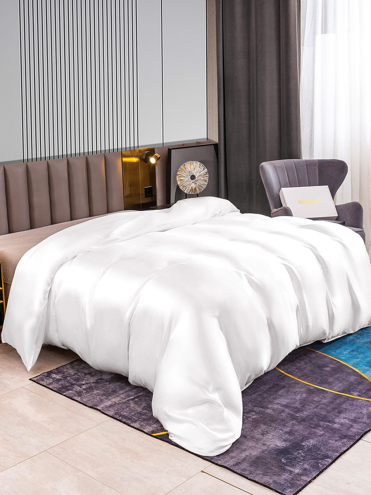 [Blanco] SilkSilky-ES 22Momme Seda Pura Duvet Cover 002