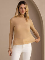 [Piedra de Luna] SilkSilky-ES Long Sleeve Turtle Neck Camisetas de Mujer 004