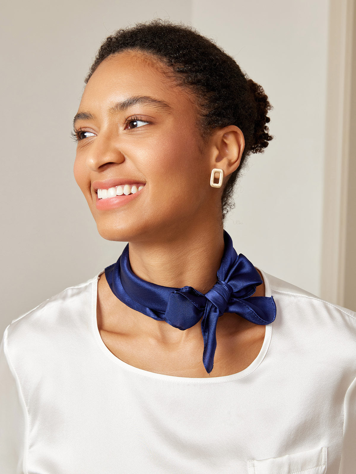 [Azul Oscuro] SilkSilky-ES Seda Pura Scarf 001