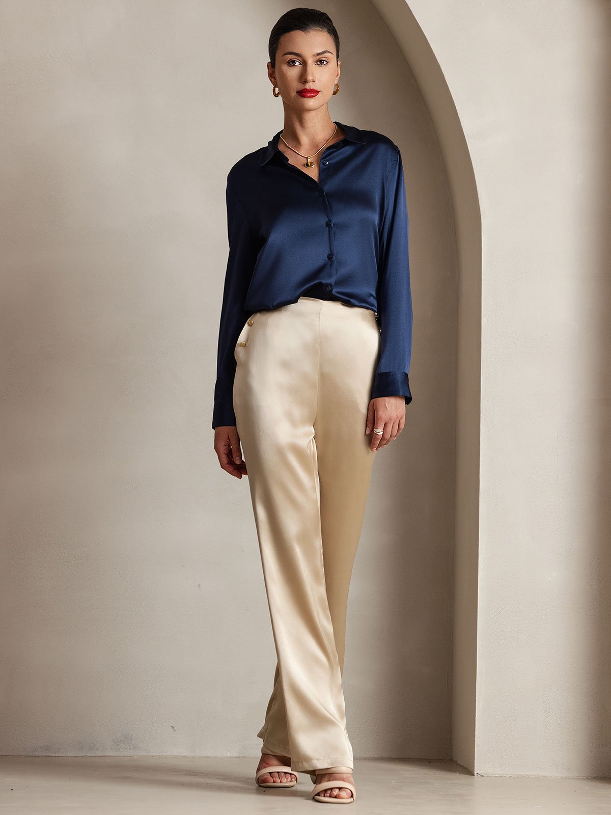 [Champán] SilkSilky-ES 19Momme Seda Womens Pants 001
