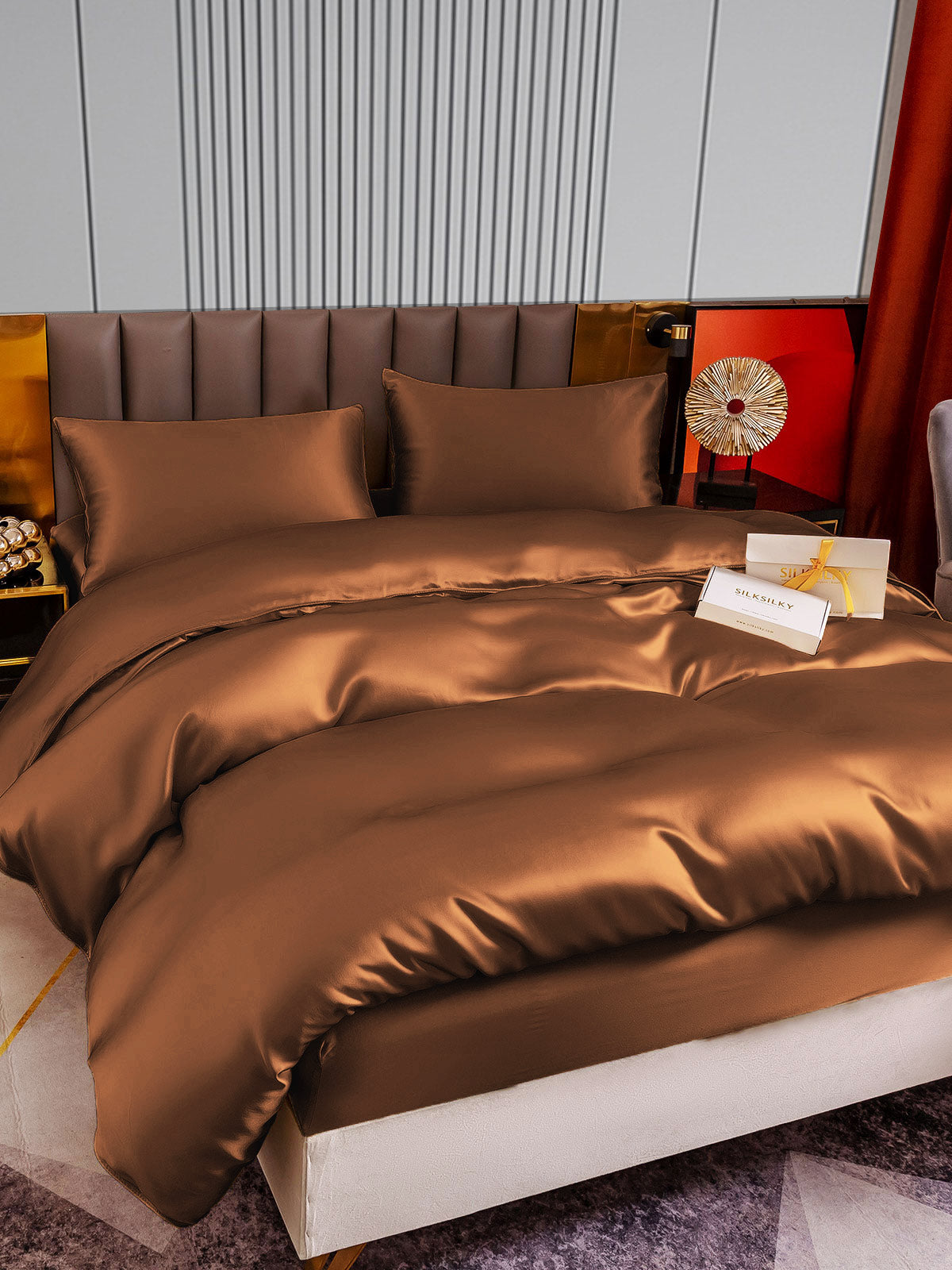 [Café] SilkSilky-ES 22Momme Seda Pura Bedding Set 003