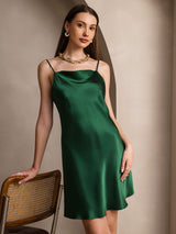 [Verde] SilkSilky-ES Spaghetti Strap Cowl Neck Vestido 004
