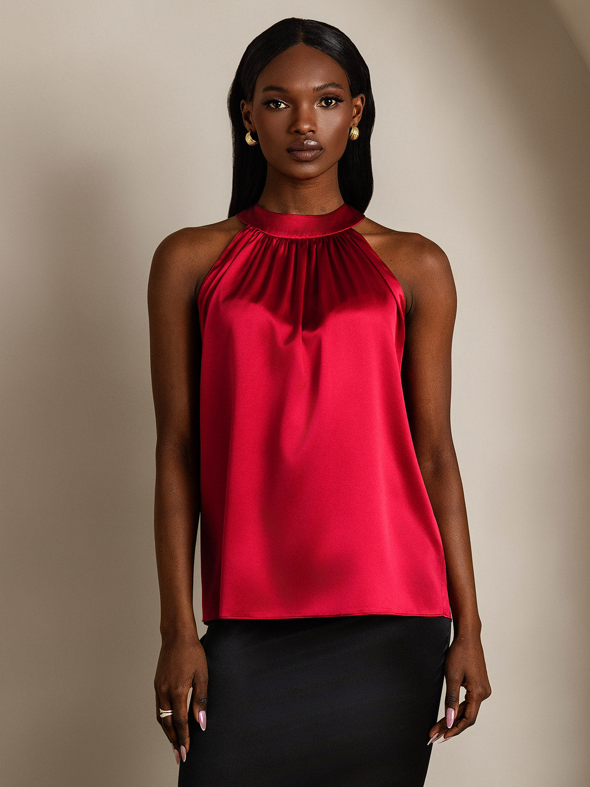 [Vino] SilkSilky-ES 19Momme Seda Womens T-Shirt 003