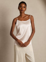 [Beige] SilkSilky-ES Spaghetti Strap Top de tirantes 001