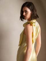 [Amarillo Claro] SilkSilky-ES Sleeveless Halter Vestido 002
