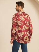 [Dragón Vino] SilkSilky-ES Long Sleeve Lapel Collar Camisa de hombre 002
