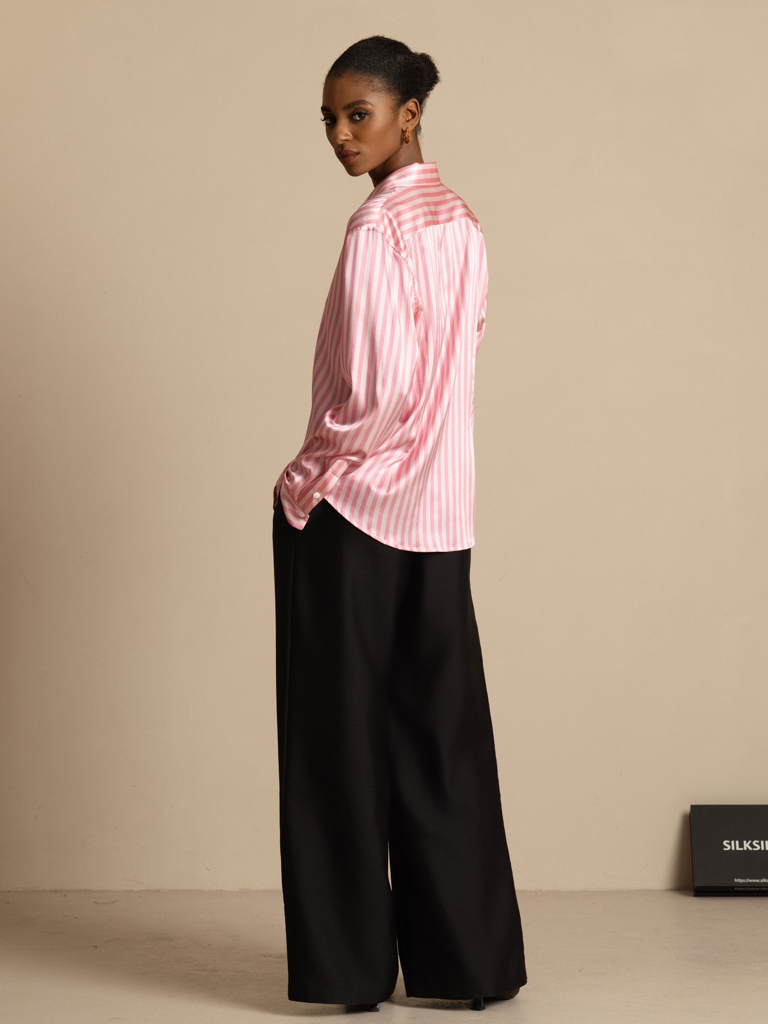 [Raya Rosa] SilkSilky-ES Seda Manga larga Cuello Camisero Blusas de Mujer 005