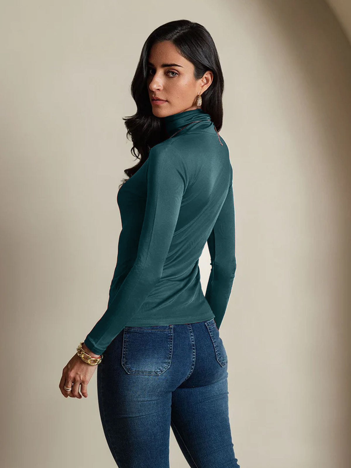 [Verde Oscuro] SilkSilky-ES Seda Womens T-Shirt 002,