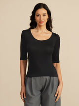 [Negro] SilkSilky-ES Half Sleeve Camisetas de Mujer 003