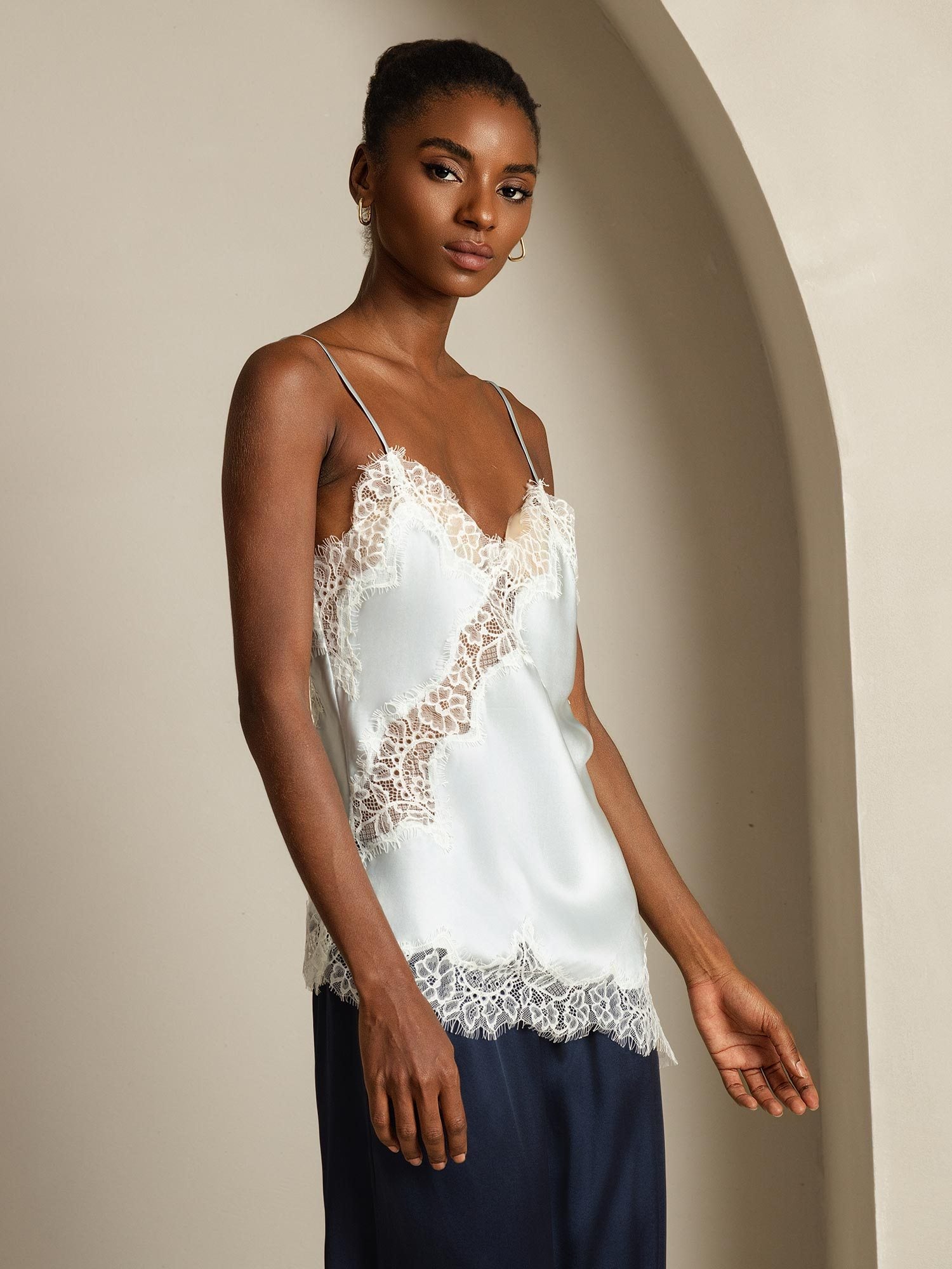 [AzulClaro] SilkSilky-ES Seda Pura Camisoles 003