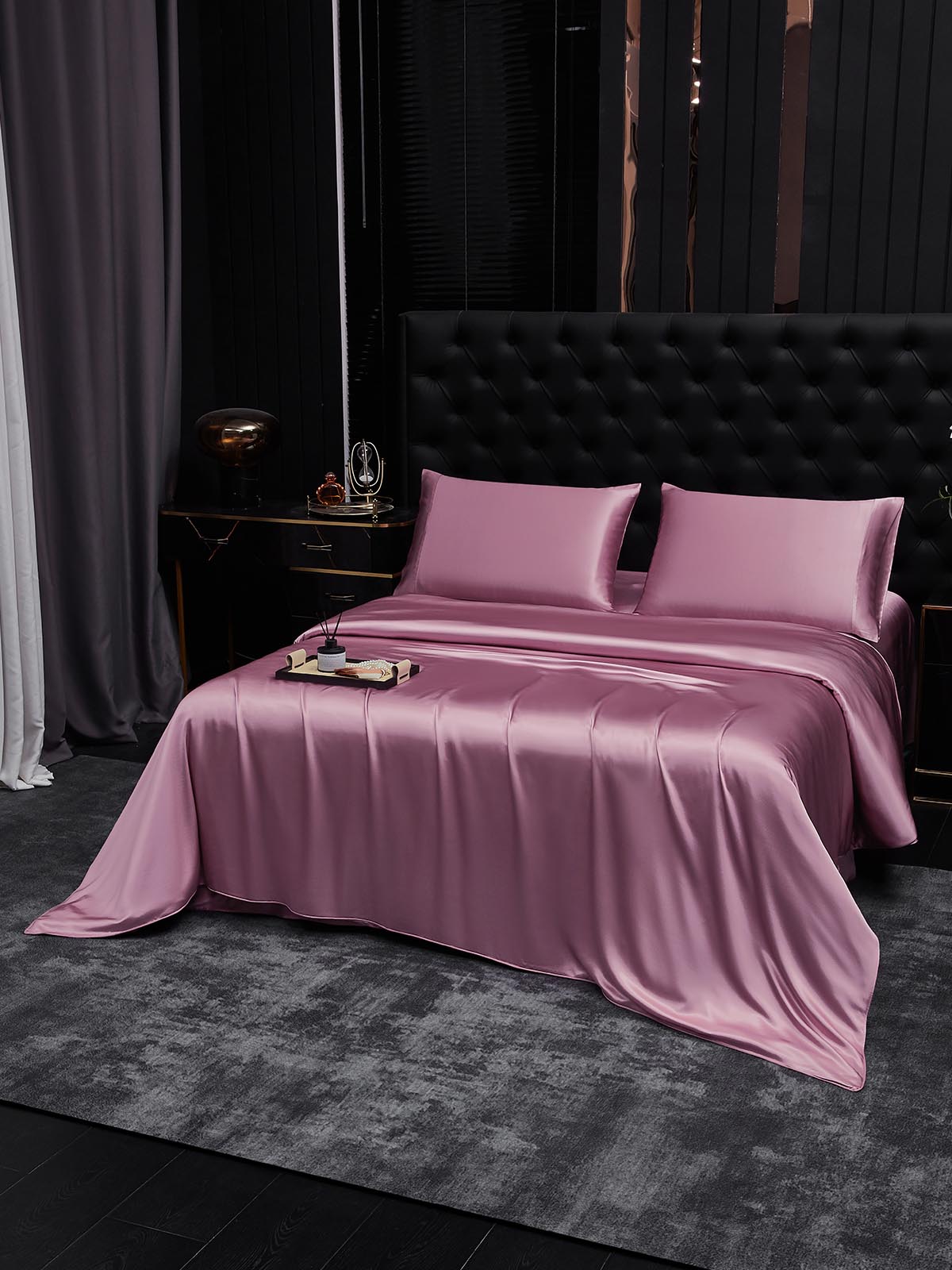 [Orquídea Malva] SilkSilky-ES 19Momme Seda Pura Bedding Set 001